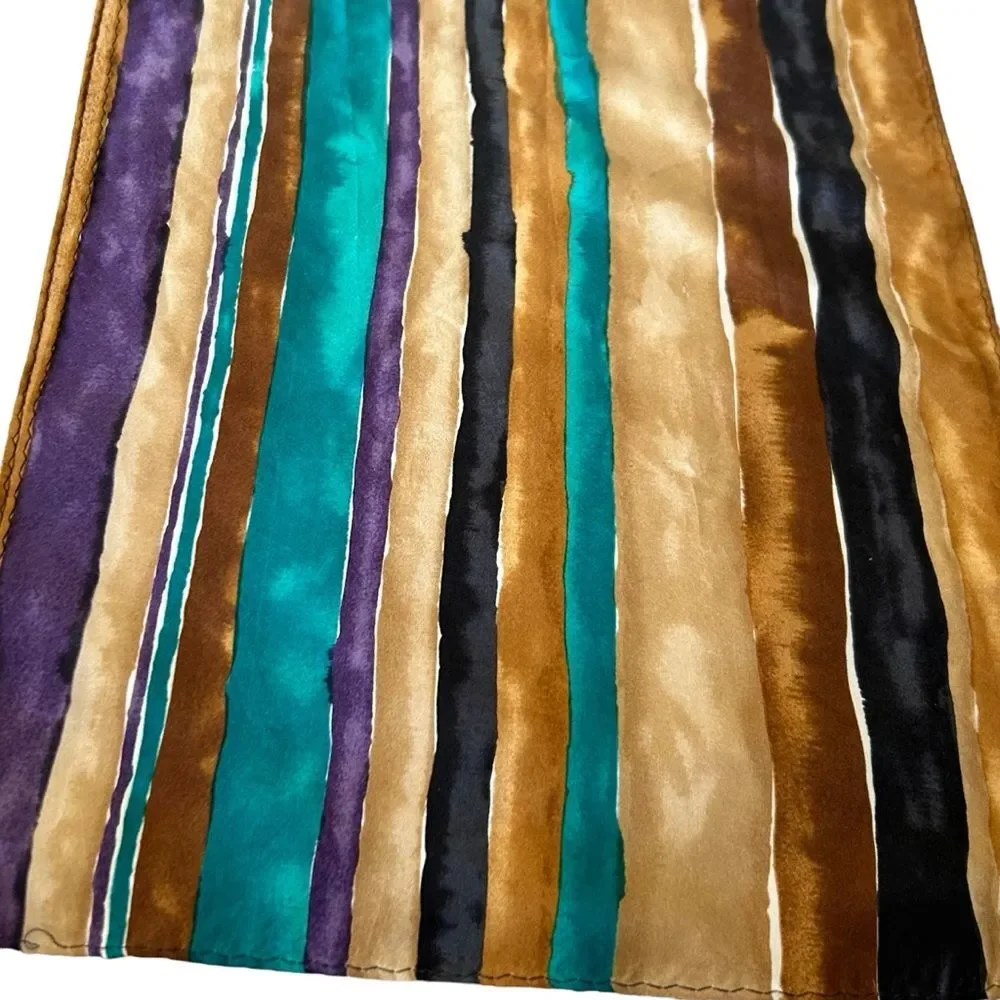 Beautiful Watercolor Stripe Silk Scarf
